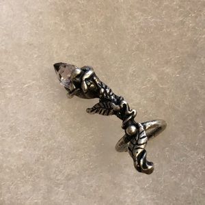 Sterling Silver Quartz Rose Ear Cuff